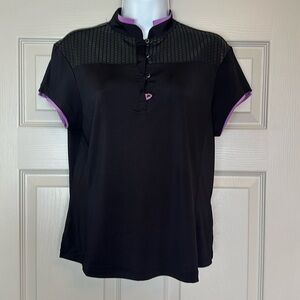 Jamie Sadock Women's Mock Neck Black Cap Sleeve Golf Top Size S